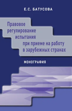 Екатерина Батусова Правовое регулирование испытания при приеме на работу в зарубежных странах обложка книги