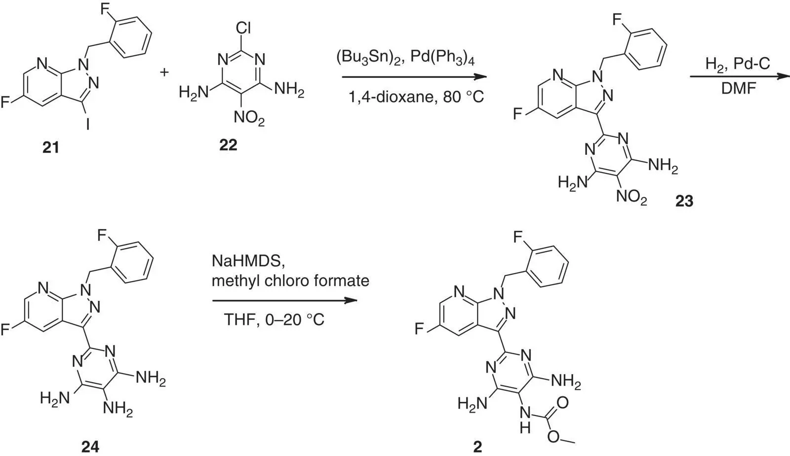 Scheme 31 Early days synthesis of vericiguat 2 In the further course of the - фото 35