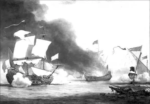 Английский корабль в бою с берберийскими корсарами Художник В ван де Вельде - фото 16
