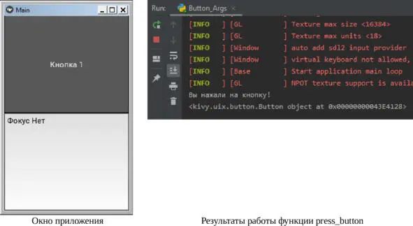 Рис 28Результаты выполнения приложения из модуля ButtonArgspy Как видно из - фото 49