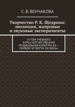 С. Венчакова Творчество Р. К. Щедрина: эволюция, жанровые и звуковые эксперименты. VI том учебного курса «Отечественная музыкальная культура XX – первой четверти XXI века» обложка книги