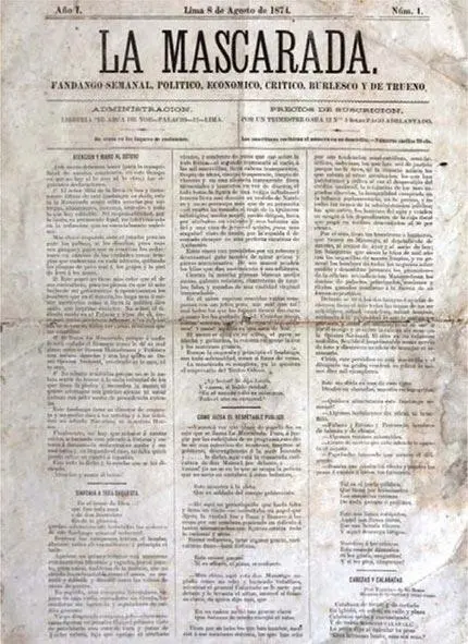 La Mascarada 8 de agosto de 1874 Tabloide sensacionalista que ofrecía una - фото 14