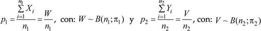 son las proporciones muestrales respectivas entonces la variable aleatoria p - фото 180