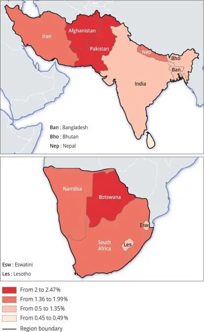 Figure I2 Annual growth rate of countries in Southern Africa and Southern - фото 3