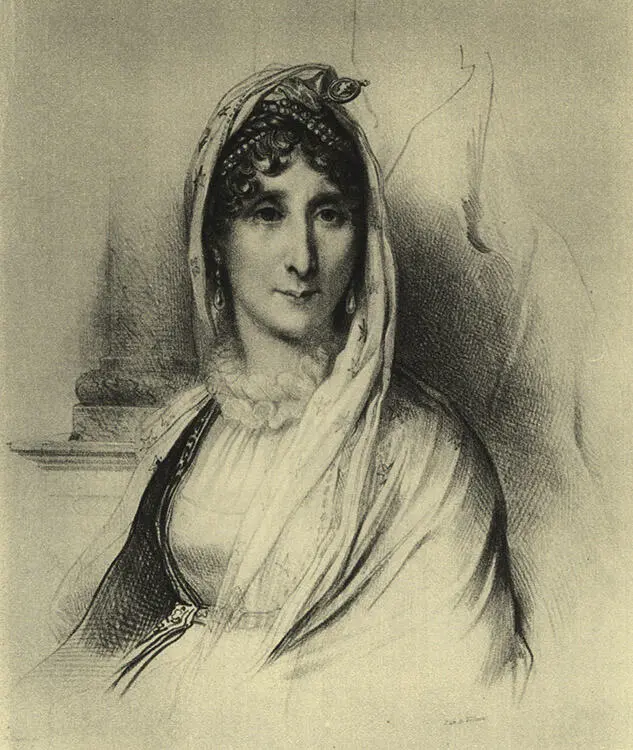 Letizia Bonaparte Lithographie von Villain Zeichnung von Devéria nach einem - фото 2