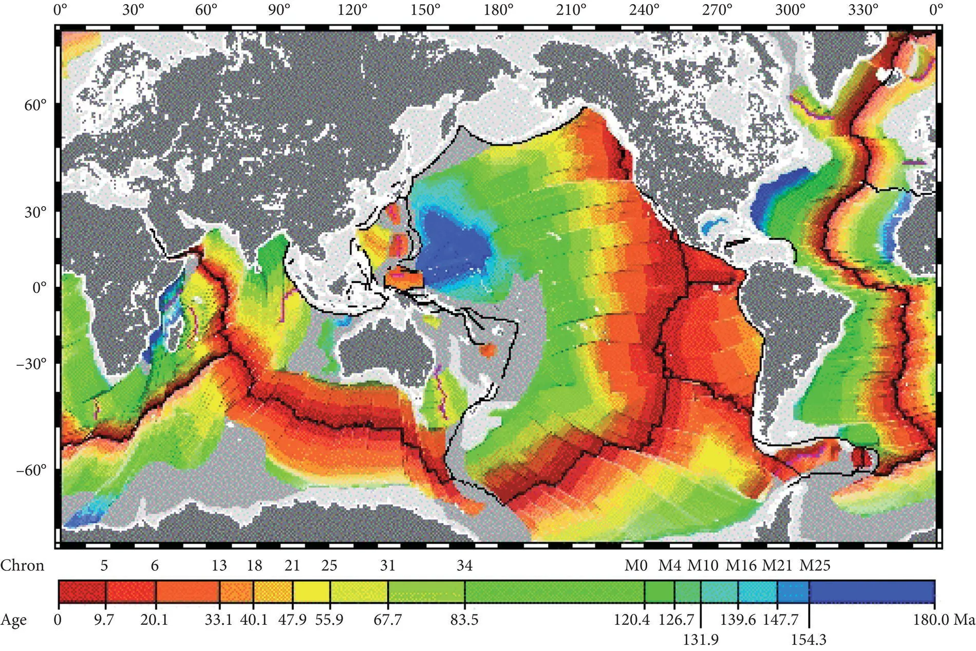 Figure 110 World map showing the age of oceanic crust such maps confirmed the - фото 13
