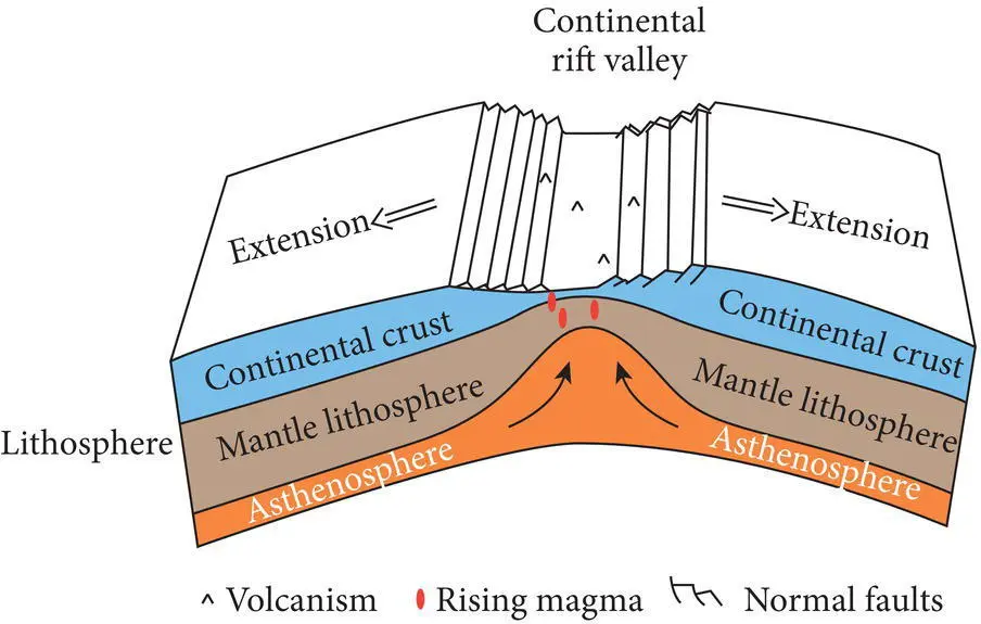 Figure 15 Major features of continental rifts include rift valleys thinned - фото 8