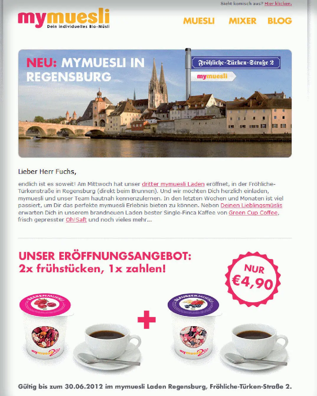 Gute Lösung von My muesli Der NewsletterEmpfänger wird persönlich - фото 10