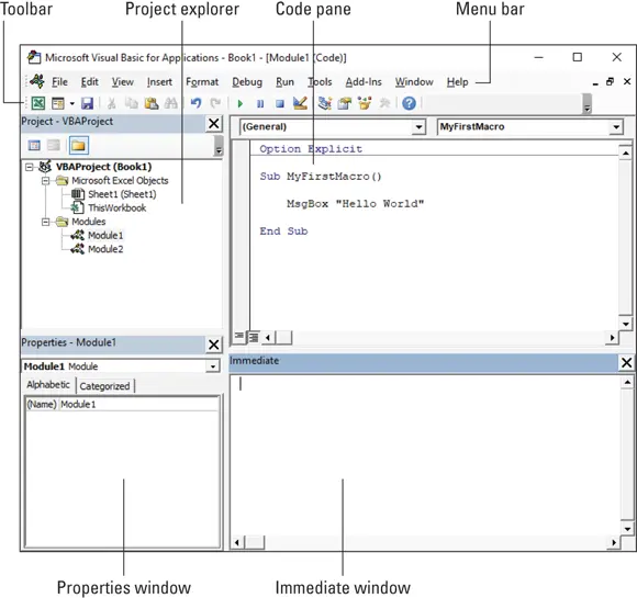 FIGURE 31The VBE is your customizable friend Menu bar The VBE menu bar - фото 33