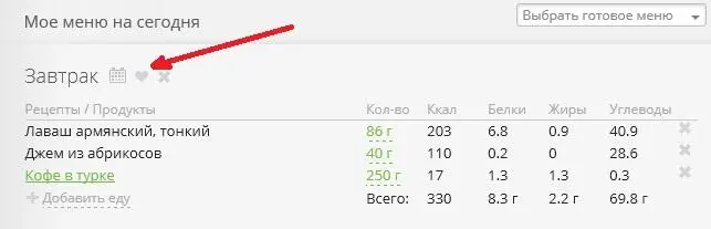 2 Перейдите в раздел Любимая еда и назначьте оттуда запомненную трапезу на - фото 5