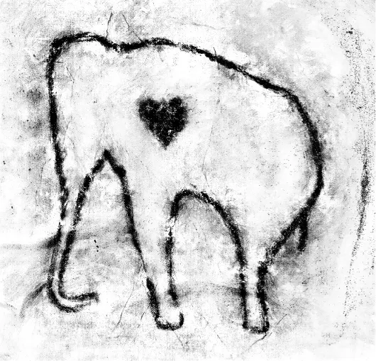 Elefante de la cueva del Pindal Asturias con un corazón pintado en rojo al - фото 3