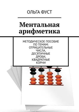 Ольга Фуст Ментальная арифметика. Методическое пособие по темам: Отрицательные числа, Десятичные дроби, Квадратные корни обложка книги