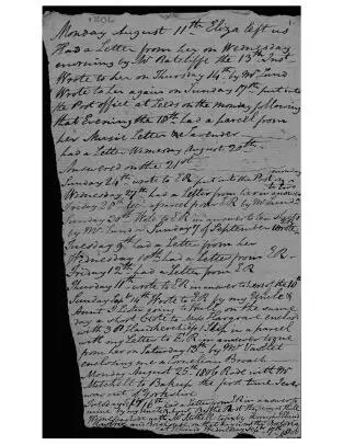 Первая страница дневника Анны Листер Август 1806 г Архивная служба Западного - фото 2