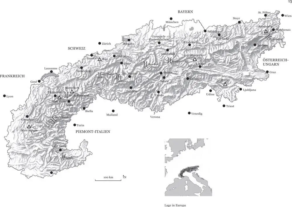 Karte des Alpenraums Markiert sind Orte die im Buch besonders erwähnt werden - фото 2