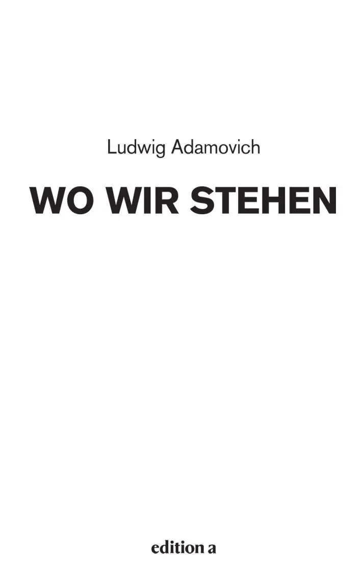 Ludwig Adamovich Wo wir stehen Alle Rechte vorbehalten 2020 edition a Wien - фото 1