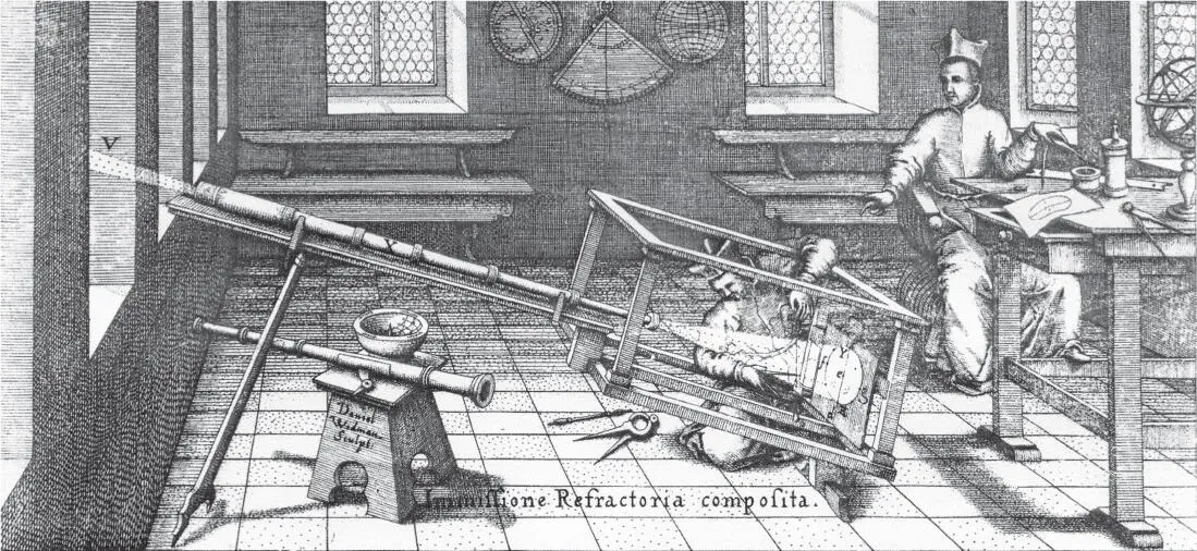 Experimentieren mit Keplerschen Fernrohren Kupferstich von 1626 Ein weniger - фото 7
