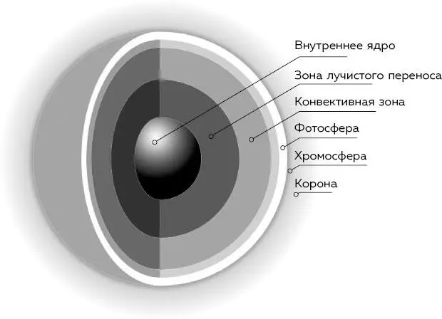 Зоны Солнца Структура Солнца Ядрогравитационное притяжение в ядре приводит - фото 1