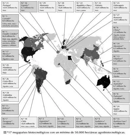 Principales países agrobiotecnológicos en los que se cultivaban transgénicos en - фото 19