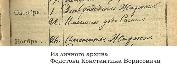 Записи о дне рождения и именинах Жоржа Георгия Петровича Федотова в - фото 7