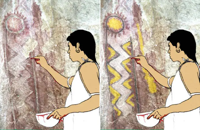Figura 8 Recreación comparada de indígena pintando un mural rupestre en - фото 11