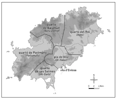 Mapa de lilla dEivissa amb indicació del seu relleu i de les línies - фото 8