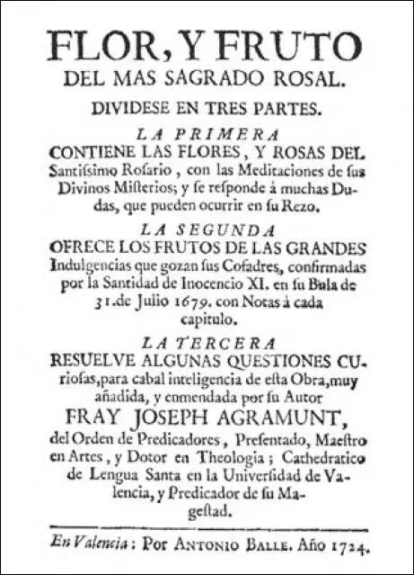 J Agramunt Flor y fruto del más Sagrado Rosal Valencia 1724 Tres décadas - фото 22