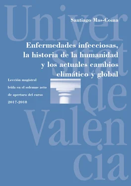 Santiago Mas Coma Enfermedades infecciosas, la historia de la humanidad y los actuales cambios climático y global обложка книги