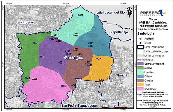 Mapa 10 Corpus PRESEEAGuadalajara Hablantes de instrucción superior - фото 9