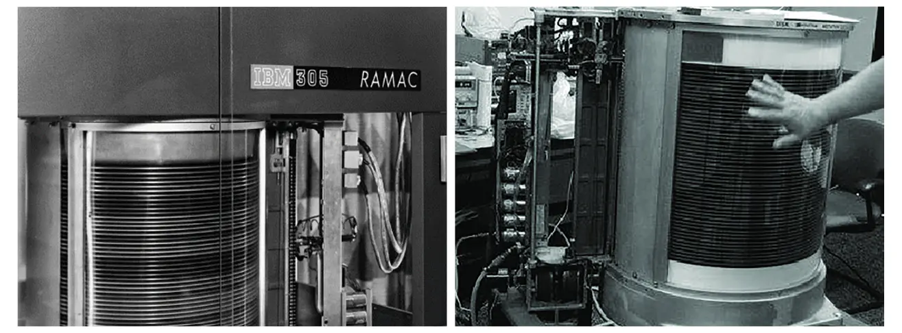 El sistema de disco IBM 350 almacenaba cinco millones de caracteres de siete - фото 6