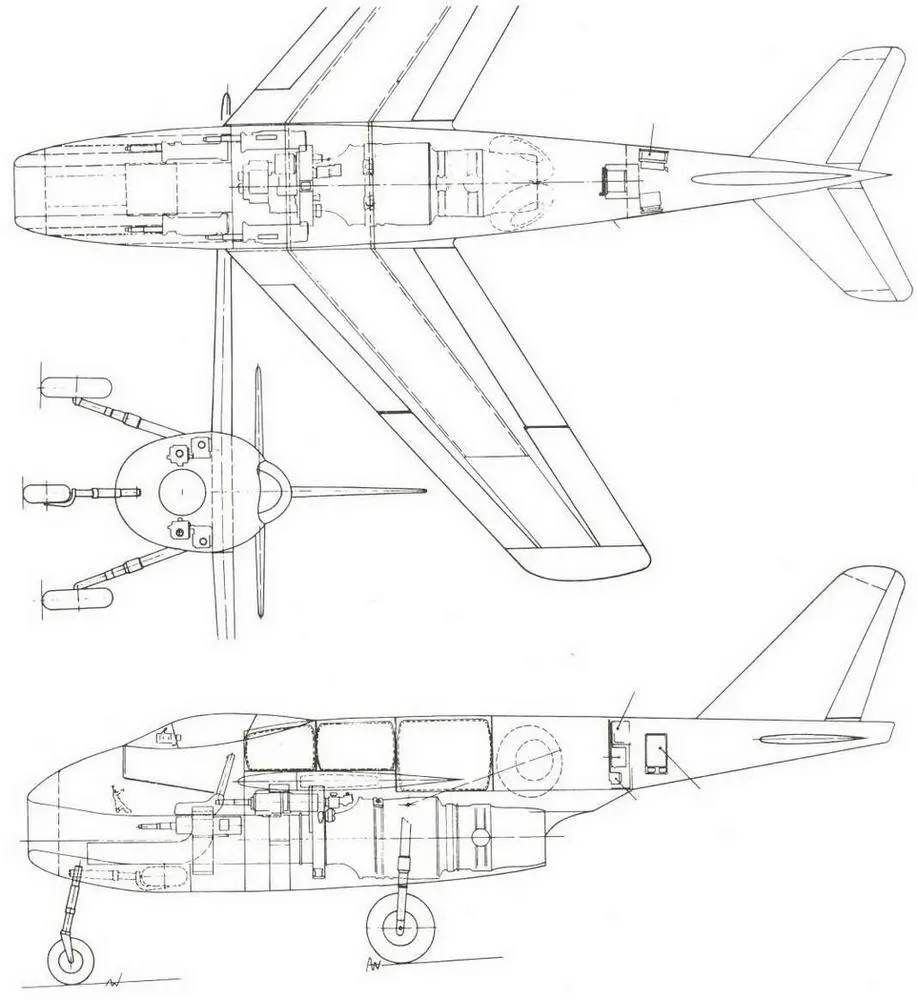 Копия подлинного чертежа серийного самолета от февраля 1945 года P1101 V1 в - фото 225