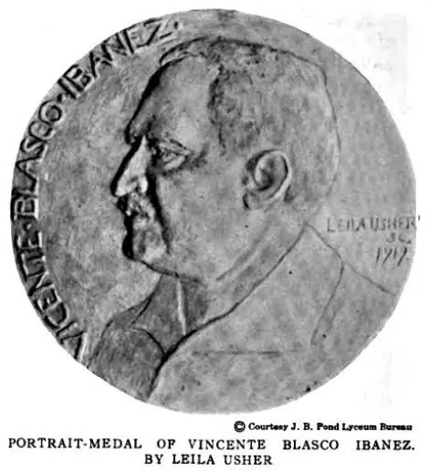 Leila Usher Retrato de medalla de Blasco Ibáñez Lotus Magazine julio 1919 - фото 1