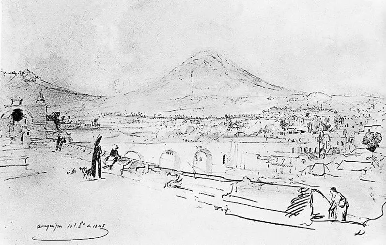 9 Vista panorámica de Arequipa Dibujo de Johann Moritz Rugendas 10 enero de - фото 12