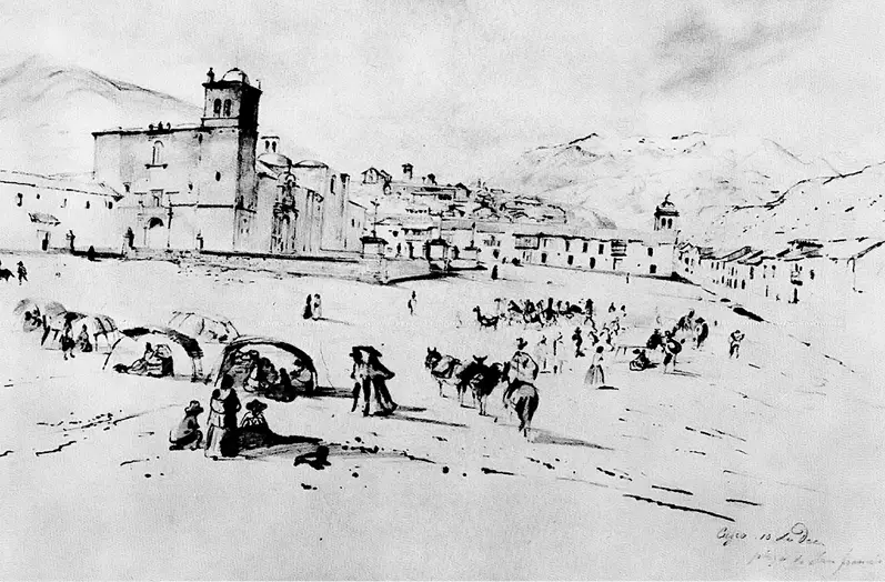 2 Plaza San Francisco Cusco Dibujo de Johann Moritz Rugendas sf entre - фото 5