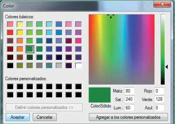 8El cuadro Colorpermanece en pantalla esta vez para configurar el color de los - фото 149