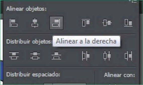 5Los dos objetos seleccionados se han alineado horizontalmente a la derecha del - фото 331