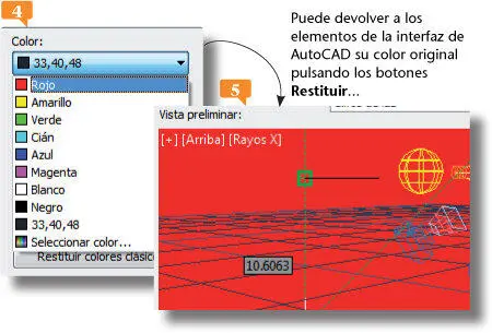 Puede devolver a los elementos de la interfaz de AutoCAD su color original - фото 133