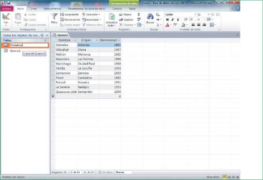 11Fíjese que la copia de la tabla de Quesos1ahora se llama ProbaturaPues bien - фото 134