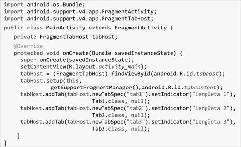 Observa como la clase creada extiende de FragmentActivity en lugar de Activity - фото 249