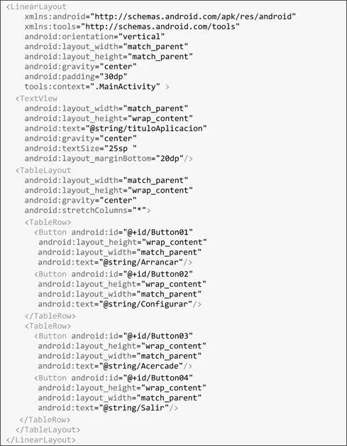 NOTA para conseguir que en un TableLayout las columnas se ajusten a todo el - фото 205