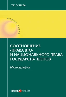 Татьяна Гуляева Соотношение «права ВТО» и национального права государств-членов обложка книги