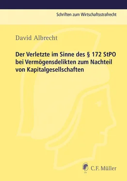 David Albrecht Der Verletzte im Sinne des § 172 StPO bei Vermögensdelikten zum Nachteil von Kapitalgesellschaften обложка книги