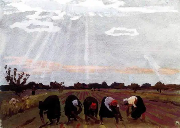 Прополка 1959 Собственность художника Уборка картошки 1967 - фото 13