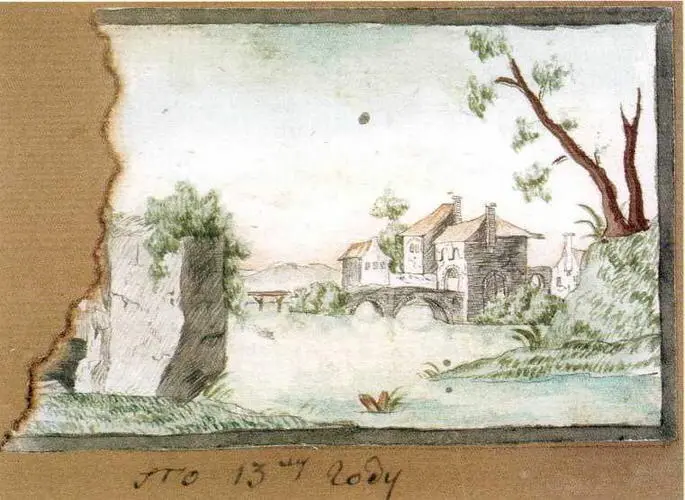 Вилла на озере и обгорелый край бумаги 1796 Акварель Государственная - фото 5