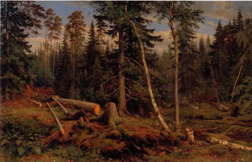 Рубка леса 1867 Холст масло 122 х 194 см Государственная Третьяковская - фото 31