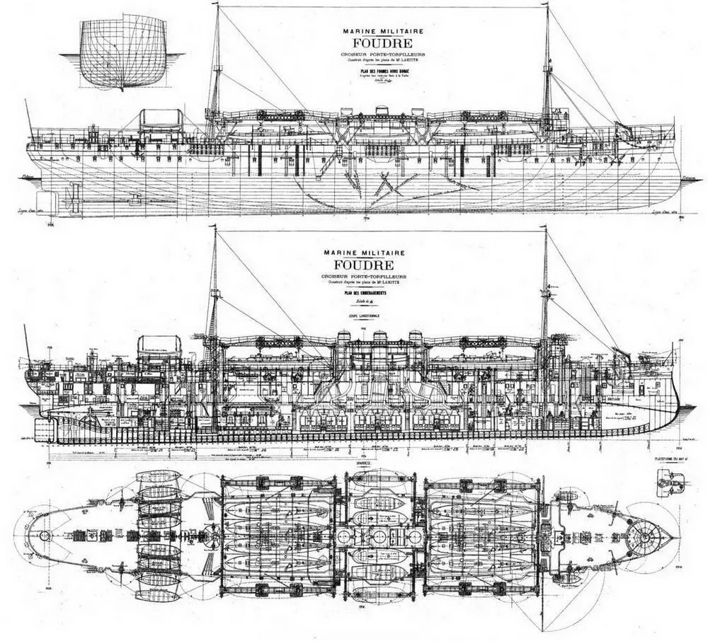 Фудр Теория продольный разрез планы палуб Копия подлинного чертежа - фото 78