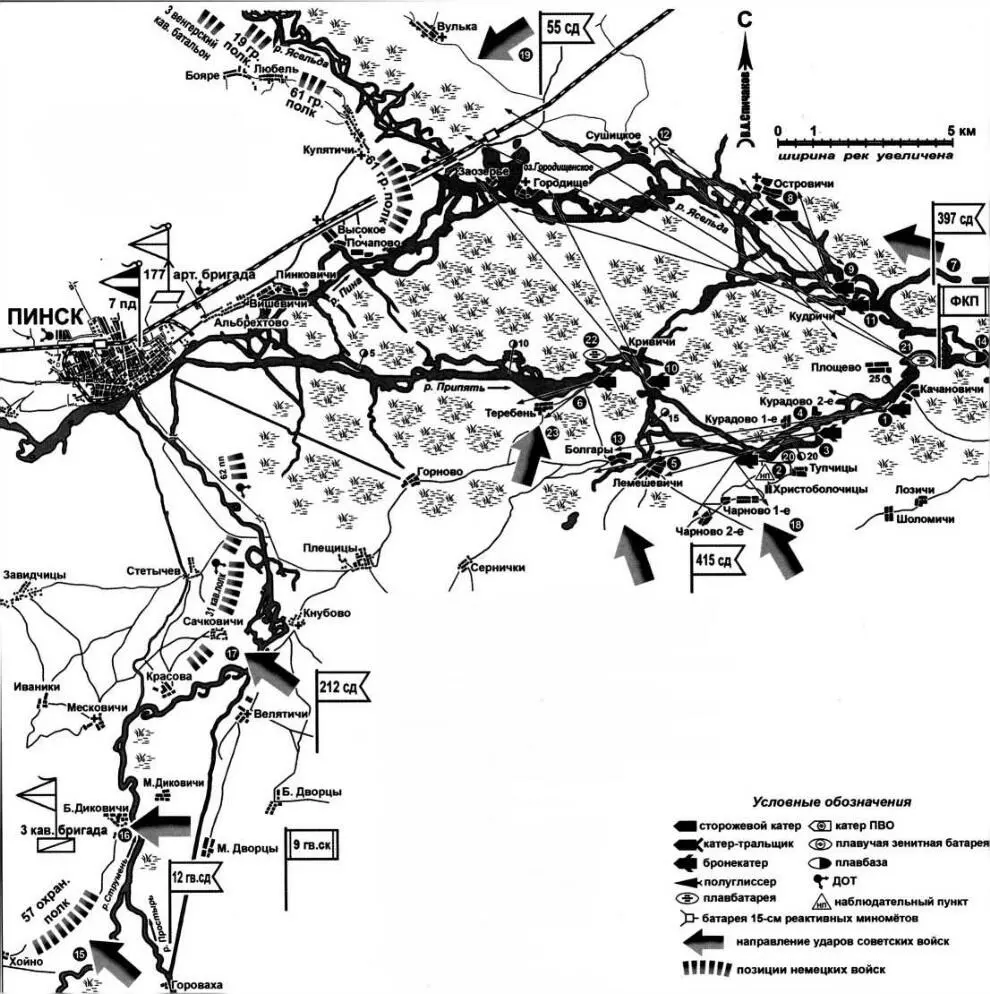 Схема обстановки и боевая деятельность 1й БРК и 2й БРК на подступах к Пинску - фото 107