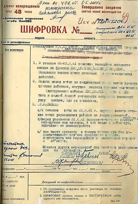 Шифровка с приказом 1 наркома обороны Еще 21 июня около 5 часов дня И - фото 43