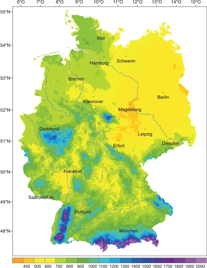 Abb 44 Größte beobachtete Niederschlagshöhen Daten DWD 2002 Dyck 1980 - фото 31
