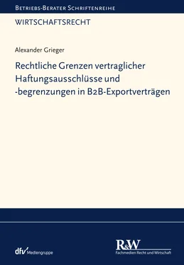Alexander Grieger Rechtliche Grenzen vertraglicher Haftungsausschlüsse und -begrenzungen in B2B-Exportverträgen обложка книги