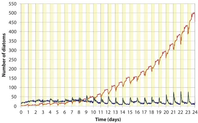 Figure 138 Number of free diatoms blue and the number of diatoms bound in - фото 42